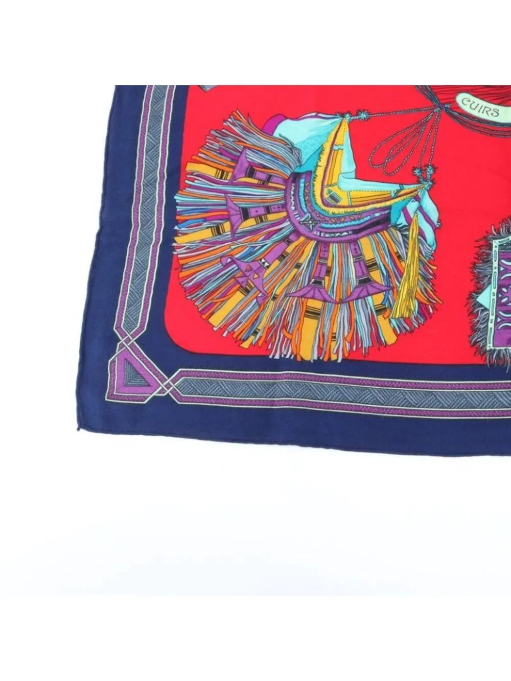 ★SOLD★ Hermes Tag Carre 90 Cuirs du Desert Leather Ornament Cashmere Scarf - Picture 5 of 7